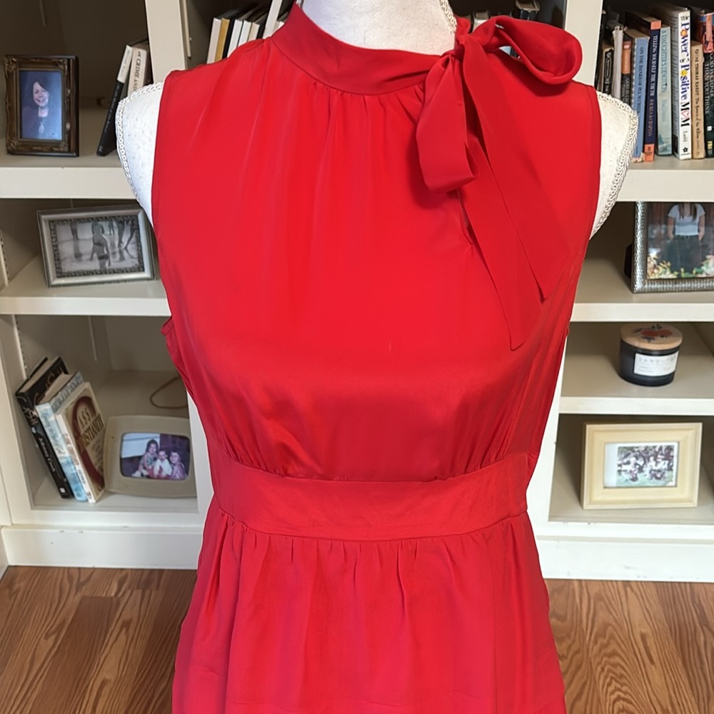 Anthropologie Girls From Savoy Red Ruffled Sleeveless Silk Oska Dress Size 8 - Picture 2 of 12